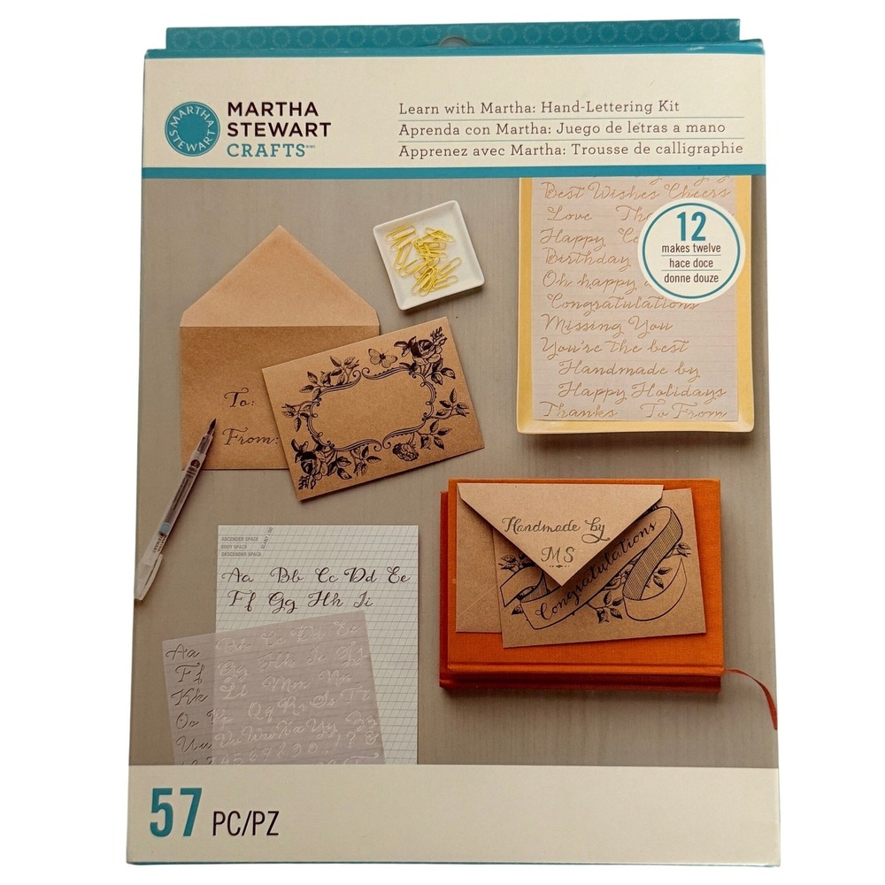 Martha Stewart Crafts Hand-Lettering Kit Calligraphy Stencils Pens 57pc New 2015